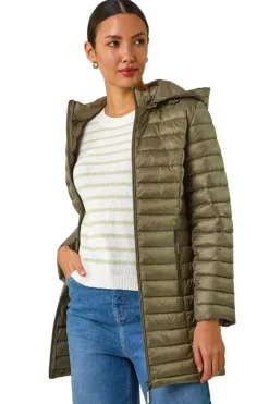 Coats & Jackets>Roman Khaki Padded Hooded Coat