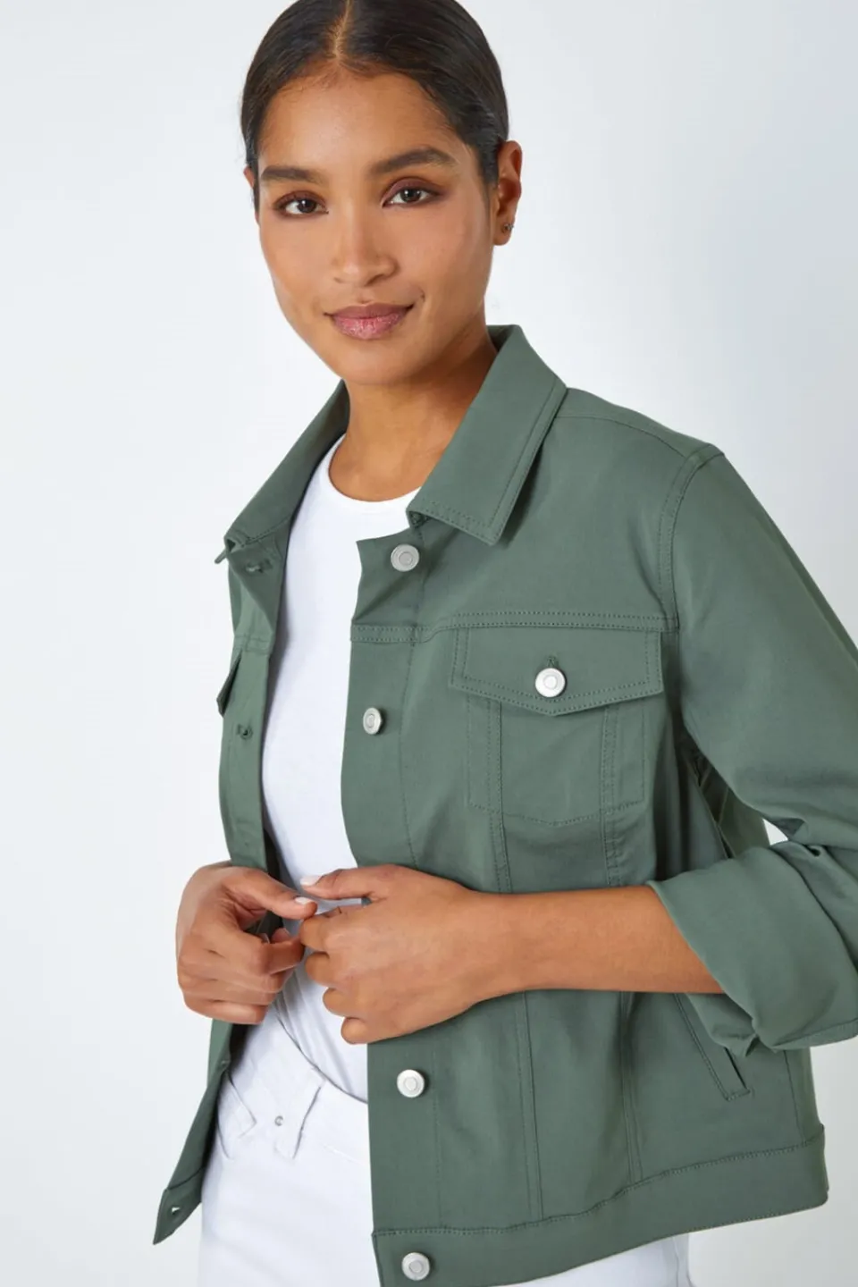Coats & Jackets>Roman Stretch Pocket Detail Jacket Khaki