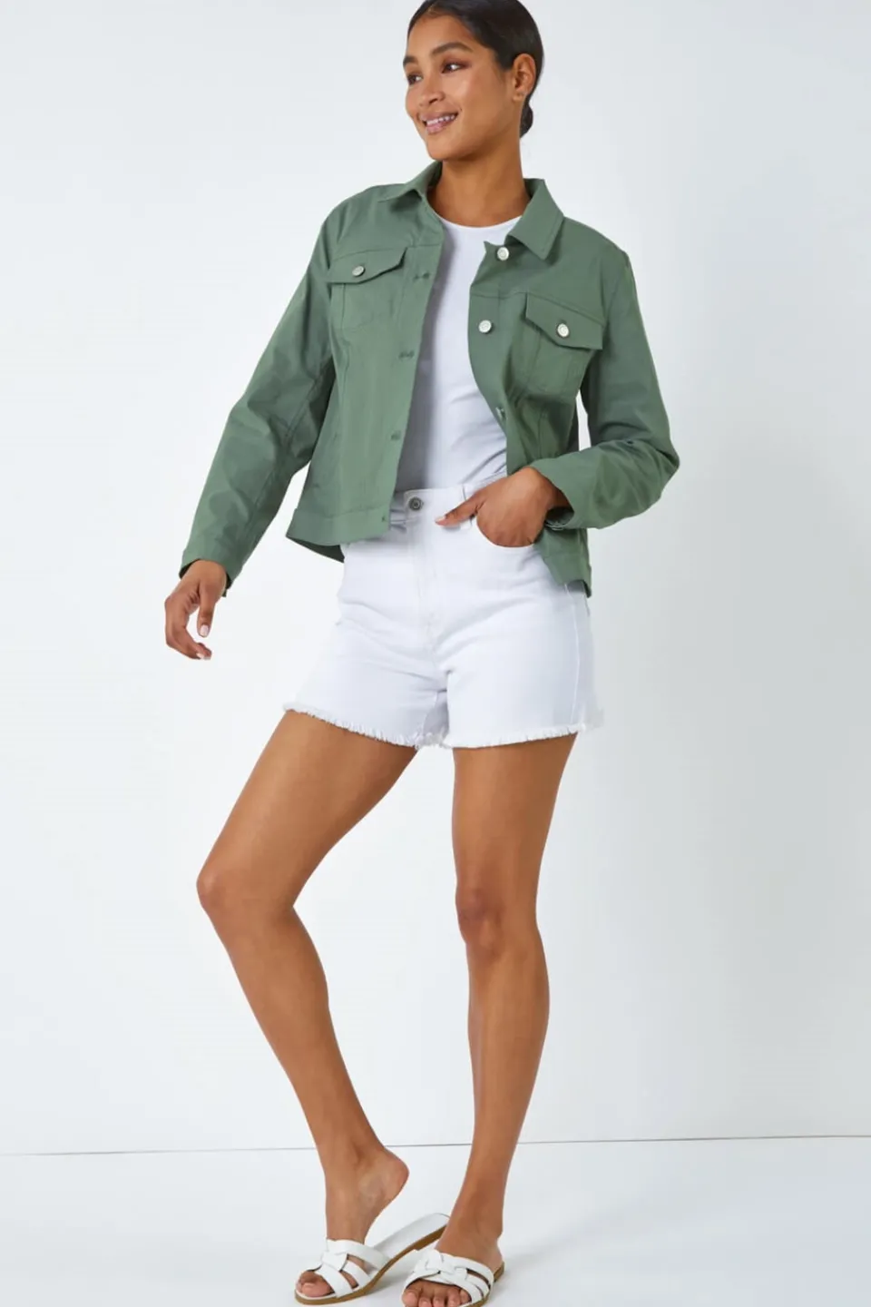 Coats & Jackets>Roman Stretch Pocket Detail Jacket Khaki