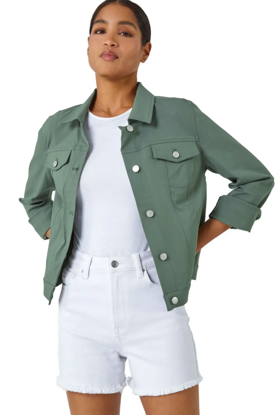 Coats & Jackets>Roman Stretch Pocket Detail Jacket Khaki