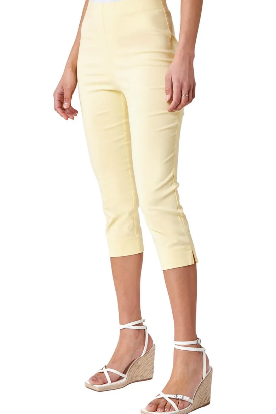 Trousers>Roman Cropped Stretch Trouser Capri Summer Leggings 3/4 Pedal Pushers Lemon