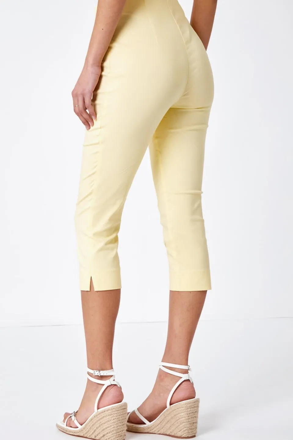 Trousers>Roman Cropped Stretch Trouser Capri Summer Leggings 3/4 Pedal Pushers Lemon