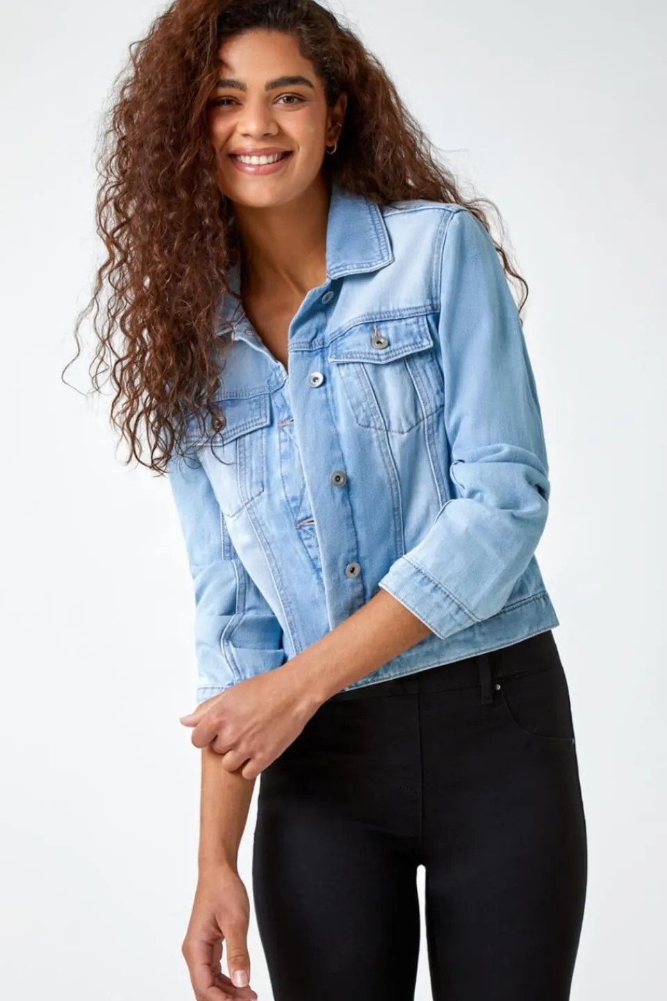 Coats & Jackets>Roman Light Blue Classic Cotton Denim Jacket