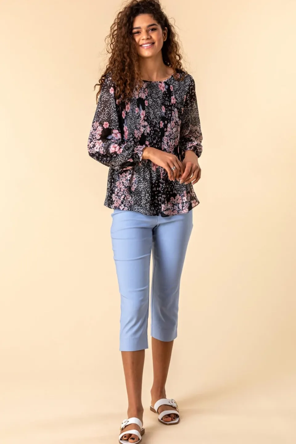 Trousers>Roman Light Blue Cropped Stretch Trouser LightBlue