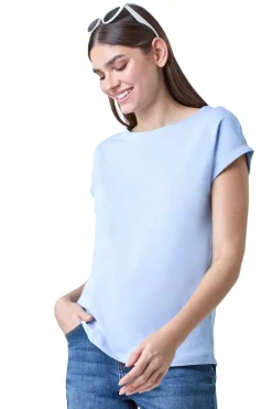 T-Shirts>Roman Light Blue Plain Stretch Cotton Jersey T-Shirt