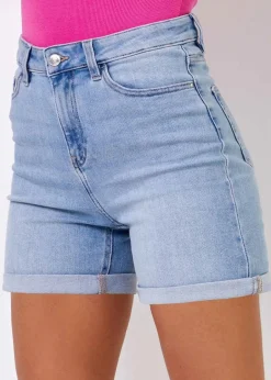 Shorts>Roman Light Denim Stretch Denim Mom Shorts LightDenim