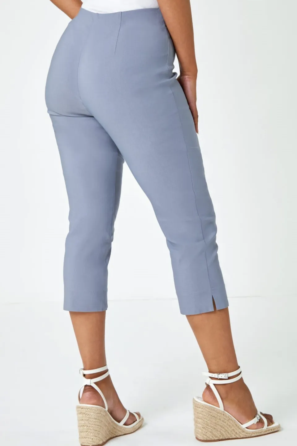 Trousers>Roman Light Grey Petite Cropped Stretch Trouser LightGrey