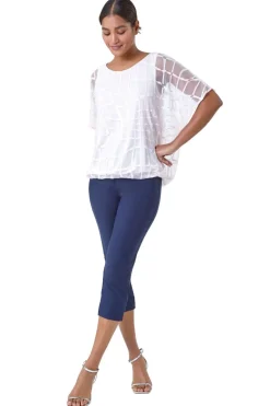 Blouses & Shirts>Roman Light Pink Abstract Check Print Blouson Top