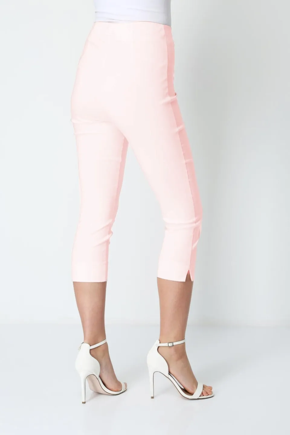 Trousers>Roman Light Pink Cropped Stretch Trouser Capri Summer Leggings 3/4 Pedal Pushers LightPink