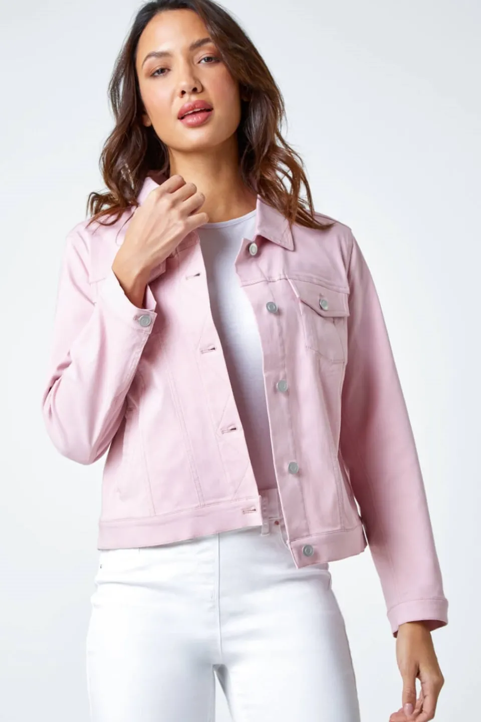 Coats & Jackets>Roman Light Pink Stretch Pocket Detail Jacket LightPink