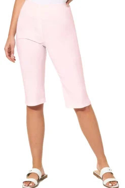 Shorts>Roman Light-Pink Stretch Knee Length Elastic Waist Shorts PalePink