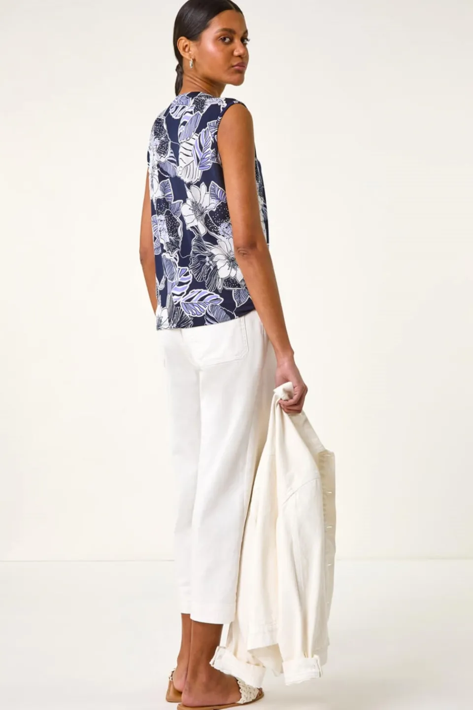 Tops>Roman Lilac Textured Floral Tie Blouse