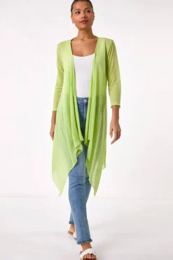 Tops>Roman Lime Longline Waterfall Cardigan