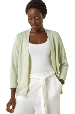 Tops>Roman Lime Shimmer Detail Shrug Cardigan