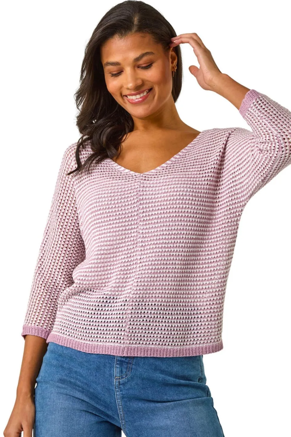 Tops>Roman Mauve Stitch Detail Knit Jumper