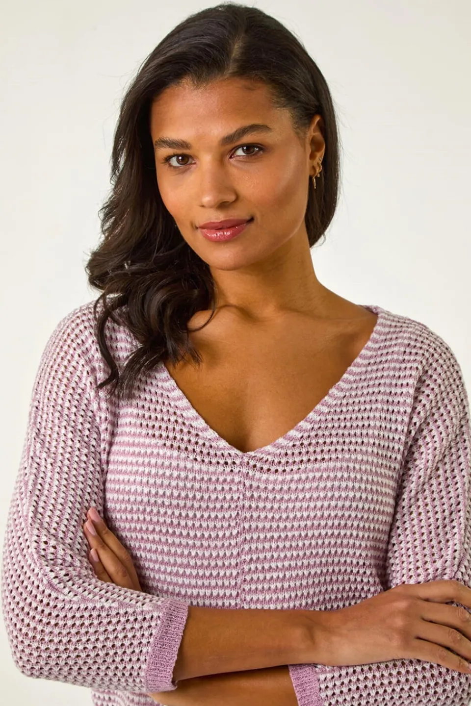 Tops>Roman Mauve Stitch Detail Knit Jumper