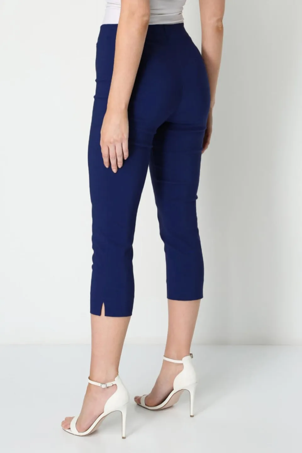 Trousers>Roman Midnight Blue Cropped Stretch Trouser MidnightBlue