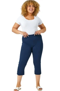 Trousers>Roman Midnight Curve Cropped Stretch Trouser Blue
