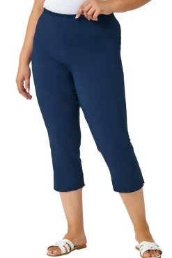 Trousers>Roman Midnight Curve Cropped Stretch Trouser Blue