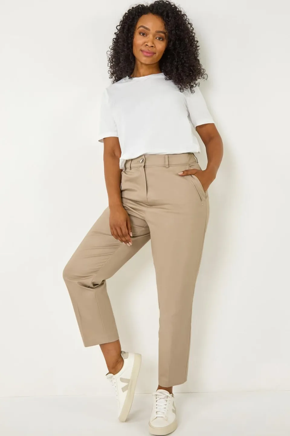 Trousers>Roman Mocha Petite Tapered Stretch Trouser