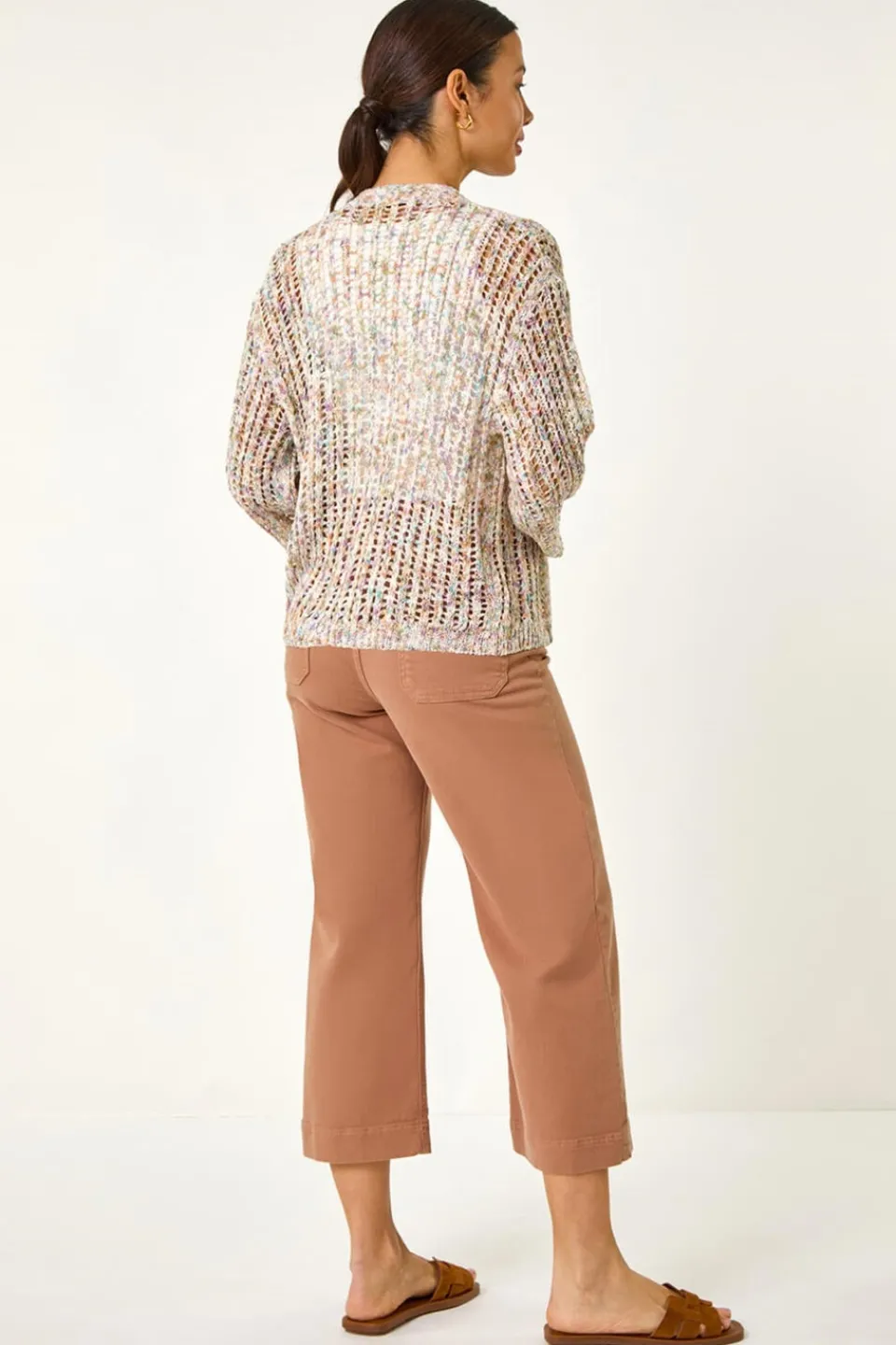 Tops>Roman Multi Stitch Detail Knit Cardigan