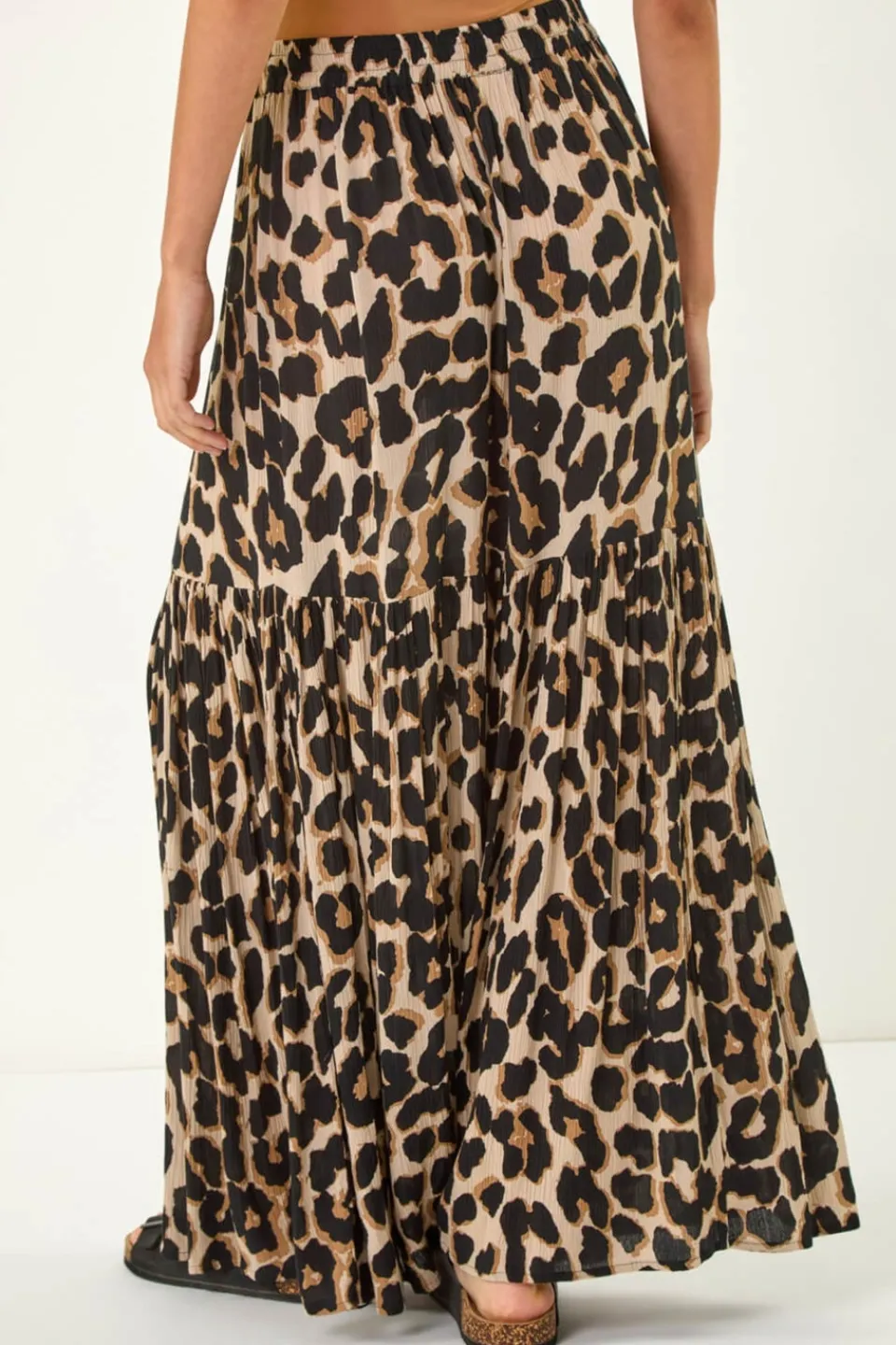 Skirts>Roman Natural Animal Print Tiered Maxi Skirt