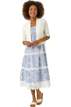 Tops>Roman Natural Button Cuff Knitted Shrug