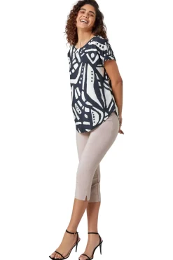 Trousers>Roman Natural Cropped Stretch Trouser Capri Summer Leggings 3/4 Pedal Pushers