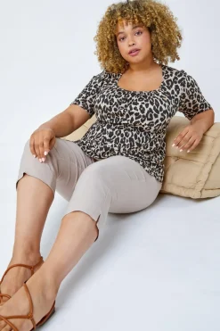 Trousers>Roman  Curve Cropped Stretch Trouser Natural