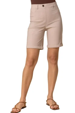Shorts>Roman Elastic Waist Turn Up Stretch Shorts Natural