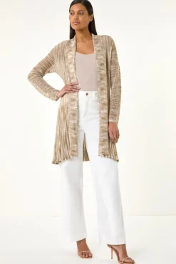 Tops>Roman Natural Pointelle Longline Cardigan