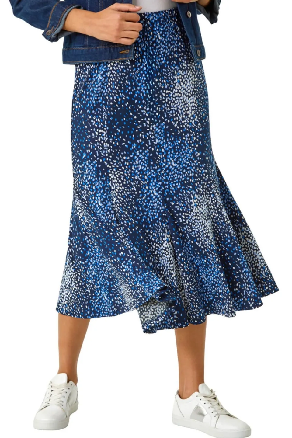 Skirts>Roman Navy Abstract Print Panel Skirt