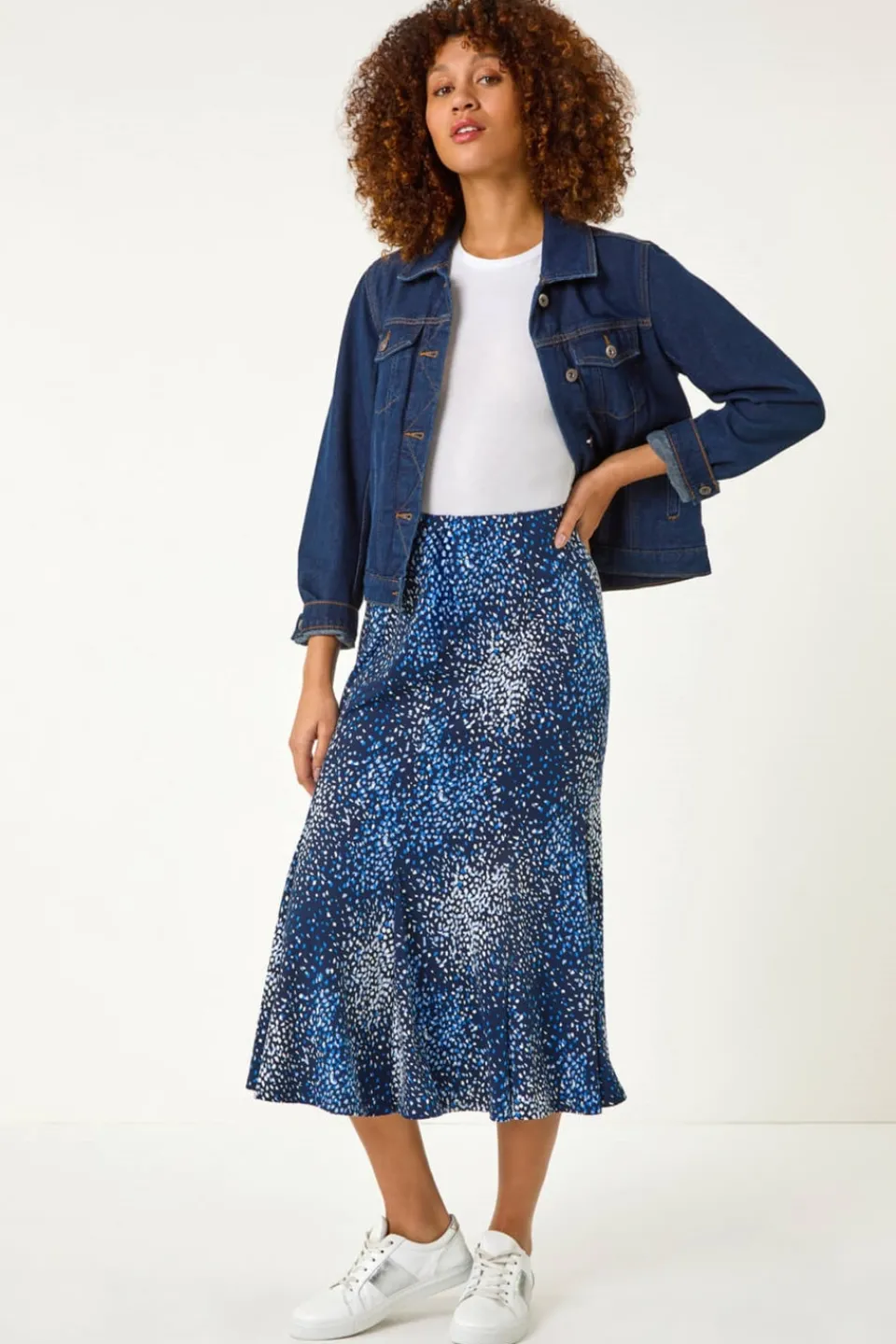Skirts>Roman Navy Abstract Print Panel Skirt