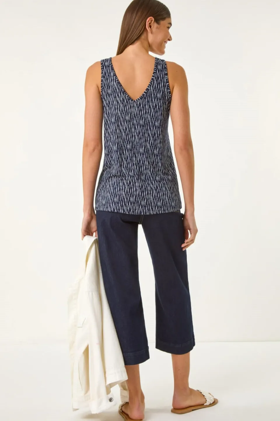 Tops>Roman Navy Abstract Print Cami Stretch Top