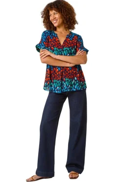 Tops>Roman Navy Abstract Spot Print Tunic