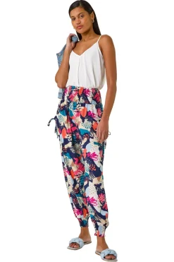 Trousers>Roman Navy Abstract Tie Pocket Trousers