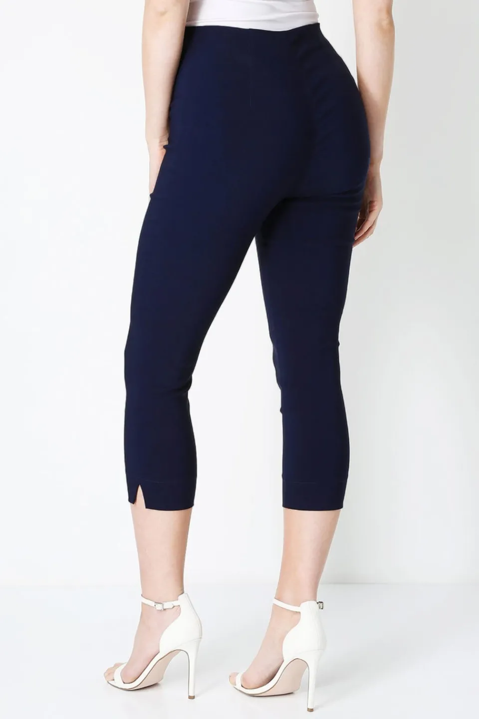 Trousers>Roman Navy Blue Cropped Stretch Trouser Capri Summer Leggings 3/4 Pedal Pushers NavyBlue