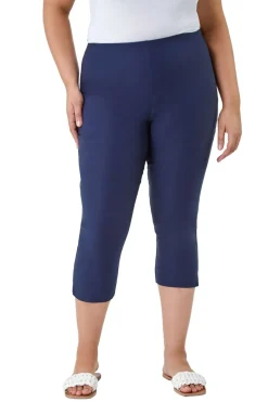 Trousers>Roman Blue Curve Cropped Stretch Trouser Navy