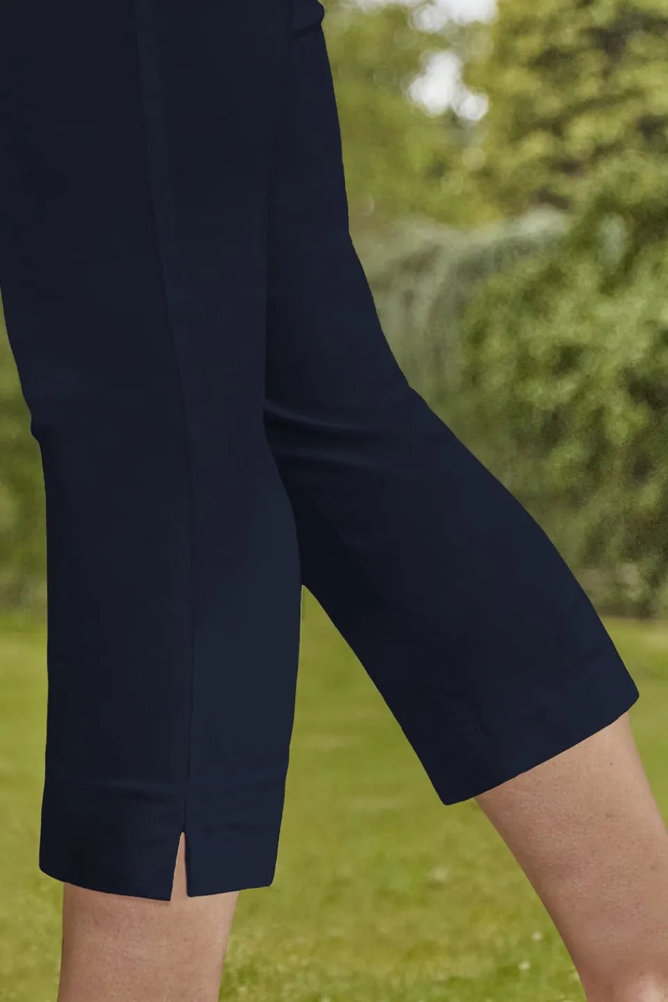 Trousers>Roman Blue Petite Cropped Stretch Trousers Navy