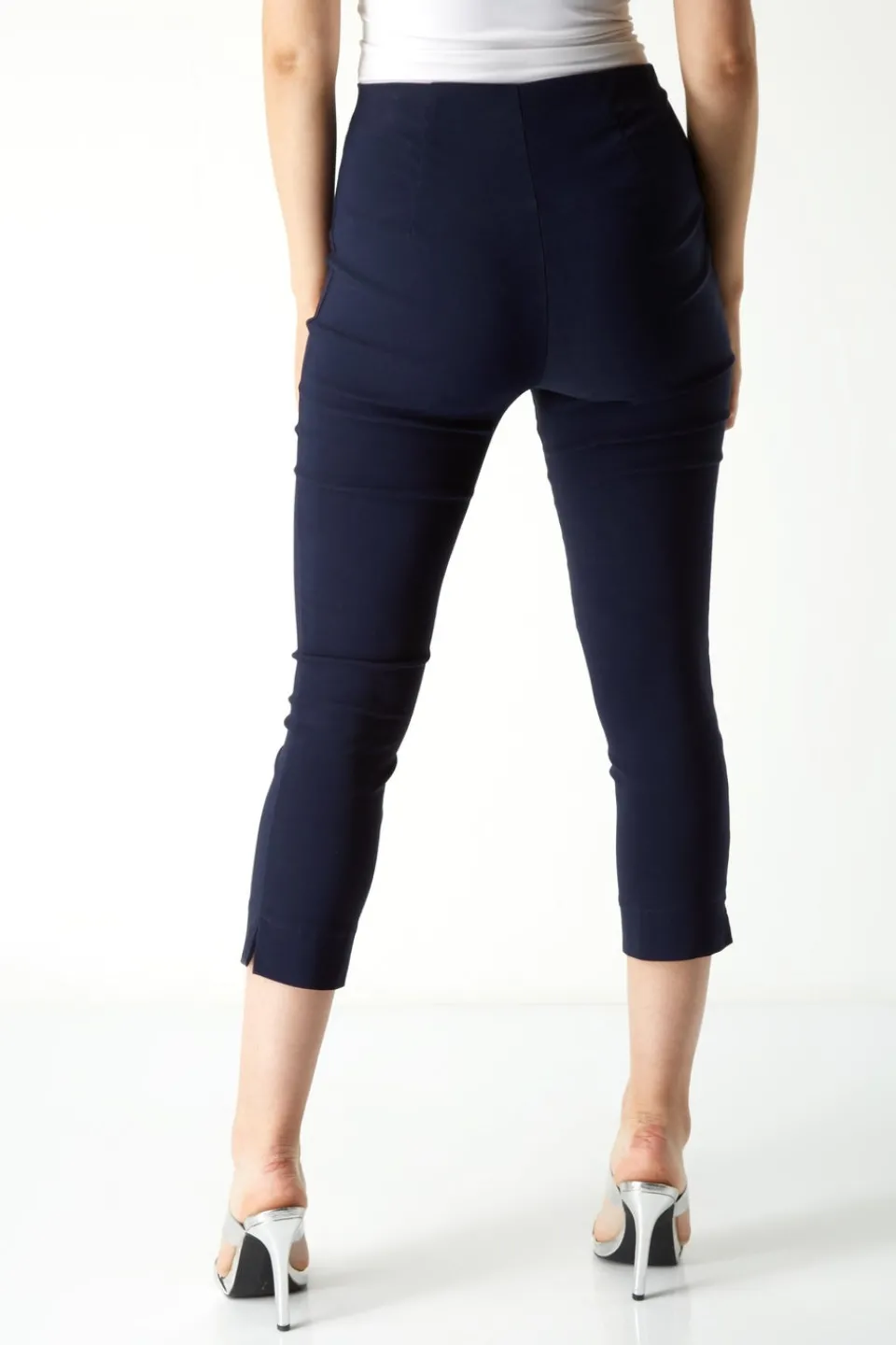 Trousers>Roman Blue Petite Cropped Stretch Trousers Navy