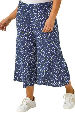 Trousers>Roman Navy Curve Abstract Spot Culotte