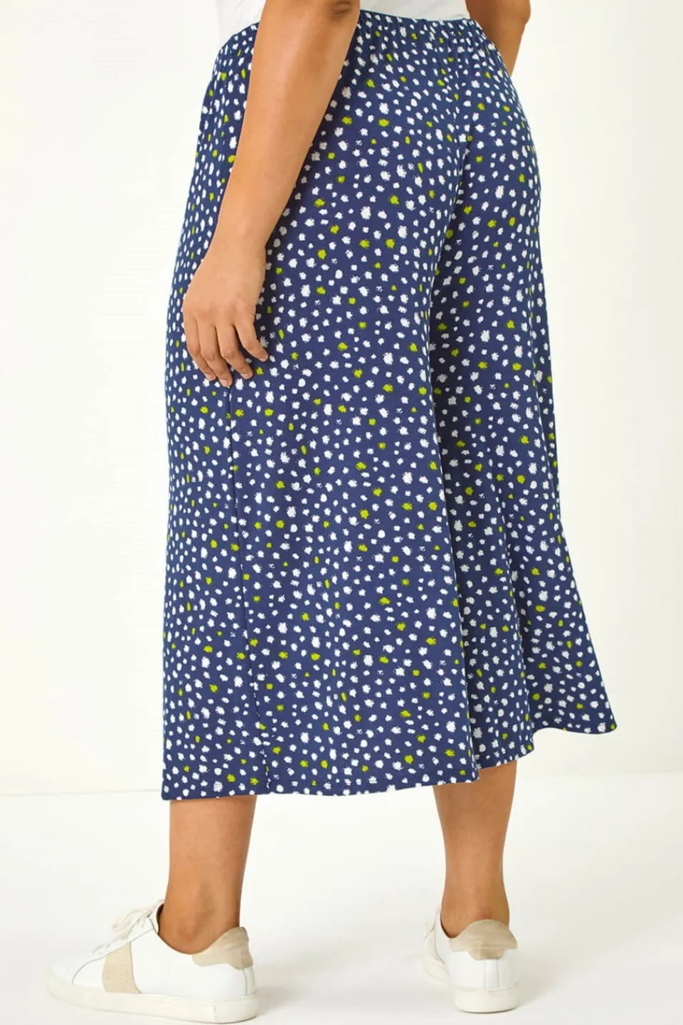 Trousers>Roman Navy Curve Abstract Spot Culotte