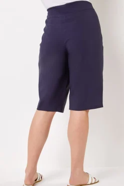 Shorts>Roman Curve Knee Length Stretch Shorts Navy