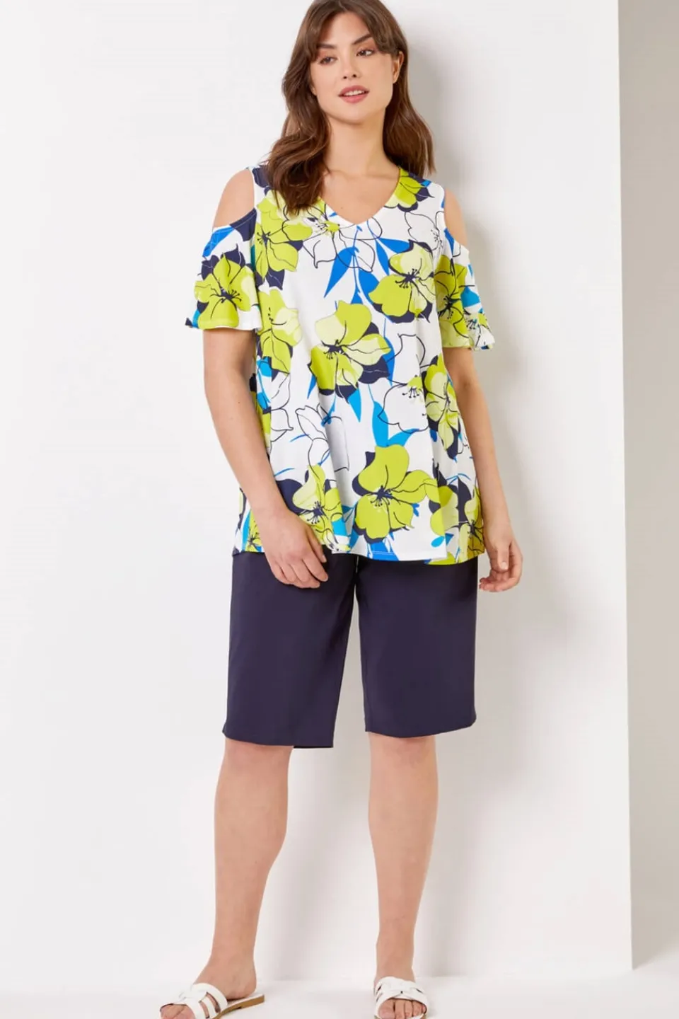 Shorts>Roman Curve Knee Length Stretch Shorts Navy