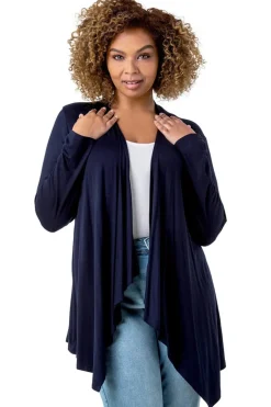 Tops>Roman Curve Waterfall Front Jersey Cardigan Navy