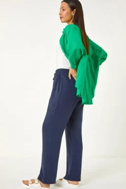 Trousers>Roman Full Length Linen Trouser Navy