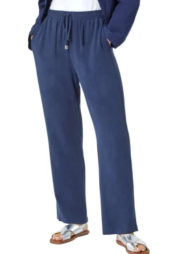 Trousers>Roman Navy Petite Linen Mix Trousers