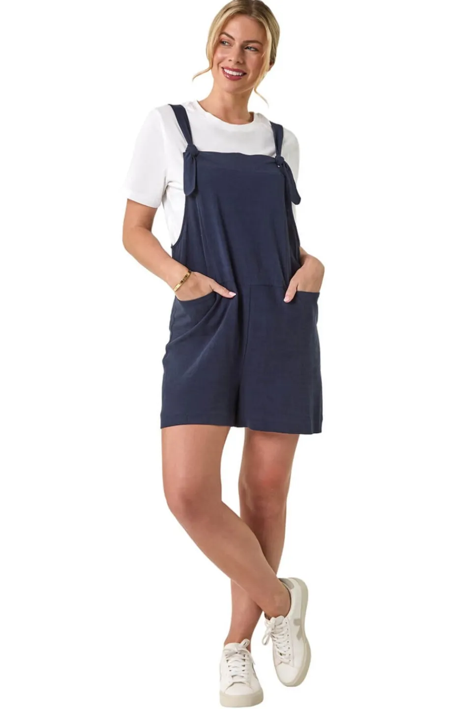 Jumpsuits & Playsuits>Roman Navy Petite Strap Woven Playsuit
