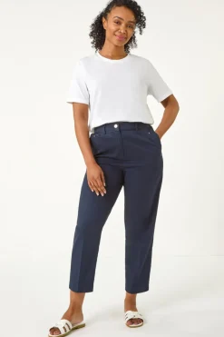 Trousers>Roman Navy Petite Tapered Stretch Trouser
