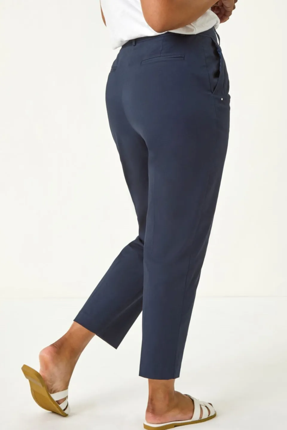 Trousers>Roman Navy Petite Tapered Stretch Trouser